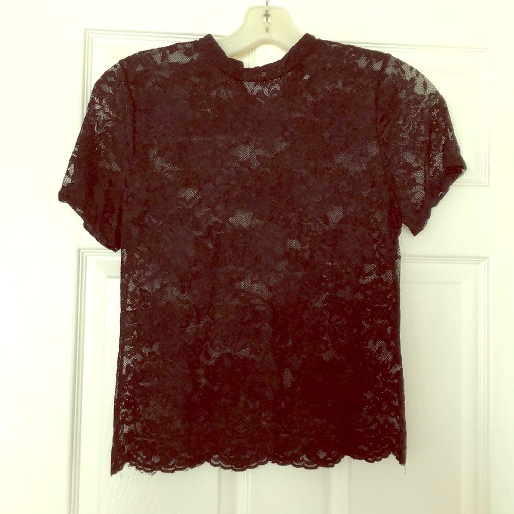 Black high neck lace blouse